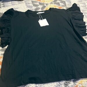 Black Ruffled Sleeve Top